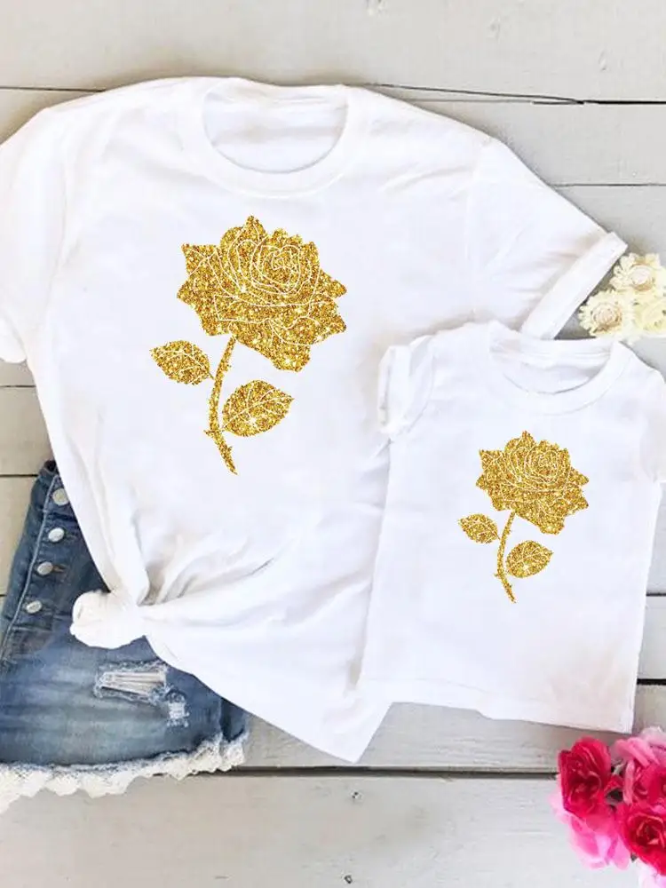 

Flower Girl Boy Clothing Tee Family Matching Outfits Summer Women Kid Child Mom Mama Mother Tshirt Clothes Graphic T-shirt