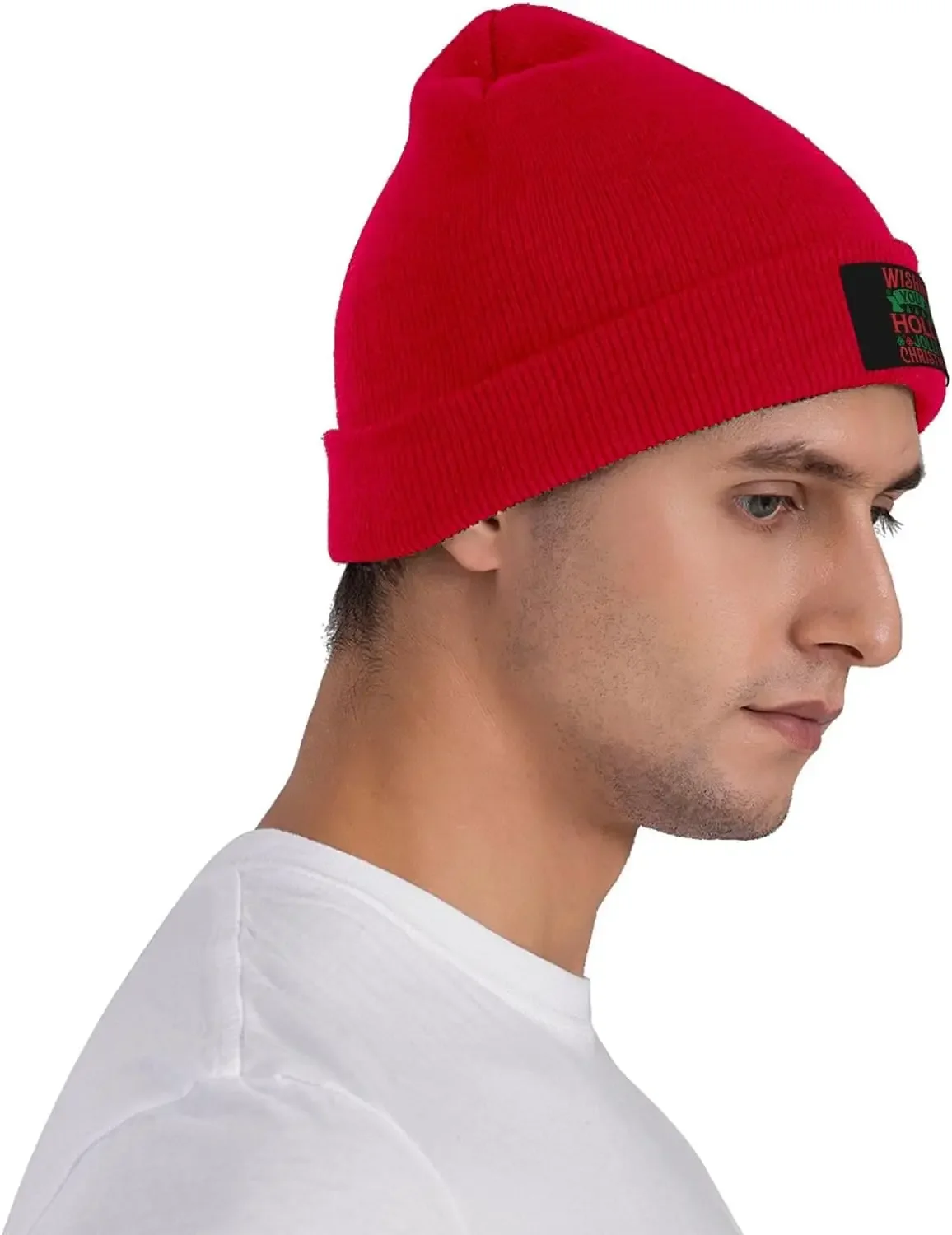 Рождественская шапка Wishing You a Holly Jolly для мужчин и женщин черная зимняя теплые