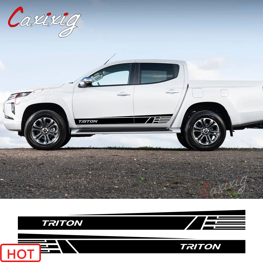 

Дверные боковые наклейки для Mitsubishi L200 Triton, графические полосы для грузовика, виниловые наклейки на заказ, декоративная крышка, автомобильны...