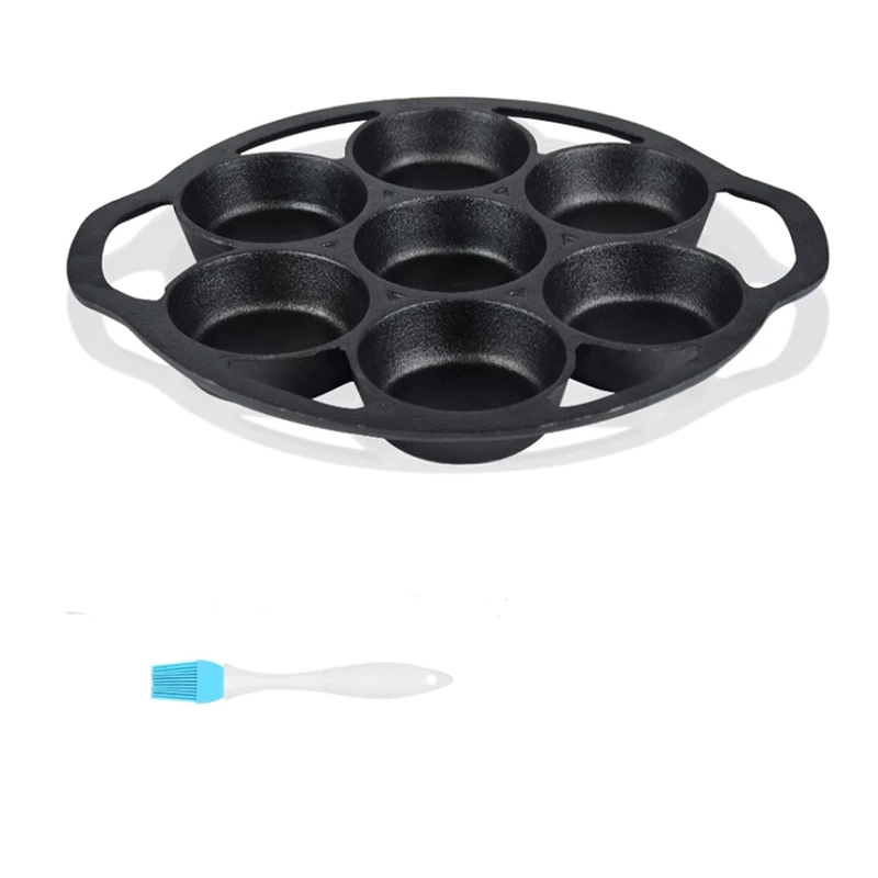 

Mini Cake Pan with Handles,Pre-Seasoned Baking 7 Hole Cake Baking Tray for Biscuits,Bake Muffins,Cornbread and Scones,Et