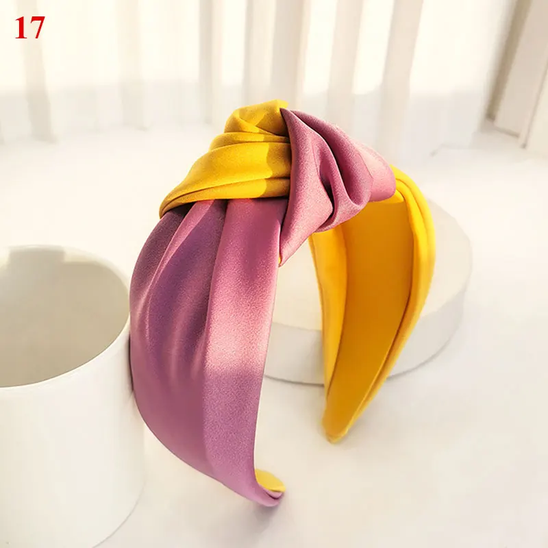

New Fashion Women Headband Adult Wide Side Solid Color Hairband Center Knot Turban Casual Hair Accessories WholesaleHeadwear