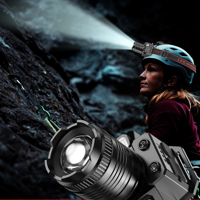 TUZK Rechargeable Headlamp 2000mahSuper Bright Torch Light Induction LED Headlight Waterproof Camping Mobile Power Bank Flashing