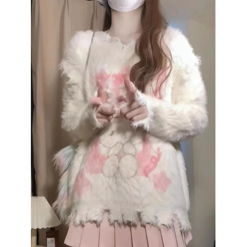 Miniso свитер Hello Kitty имитация норки милый Принт Y2k модный вязаный игривый Топ в стиле