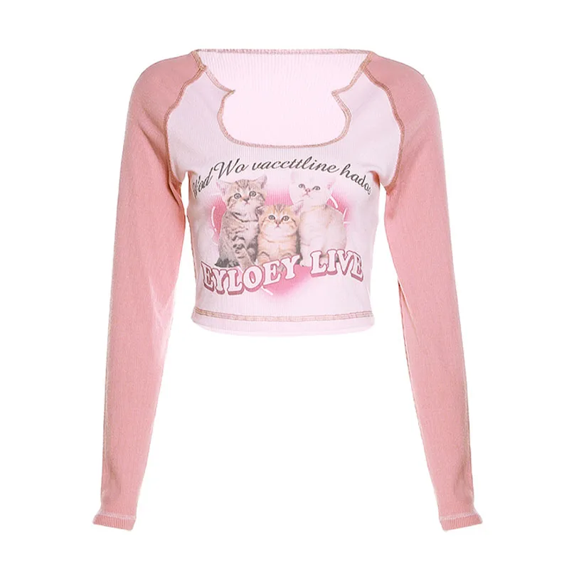 

Винтажные гранж-футболки в стиле 90-х годов с фейским ядром Y2K, женские повседневные милые искусственные готические топы с графическим принт...