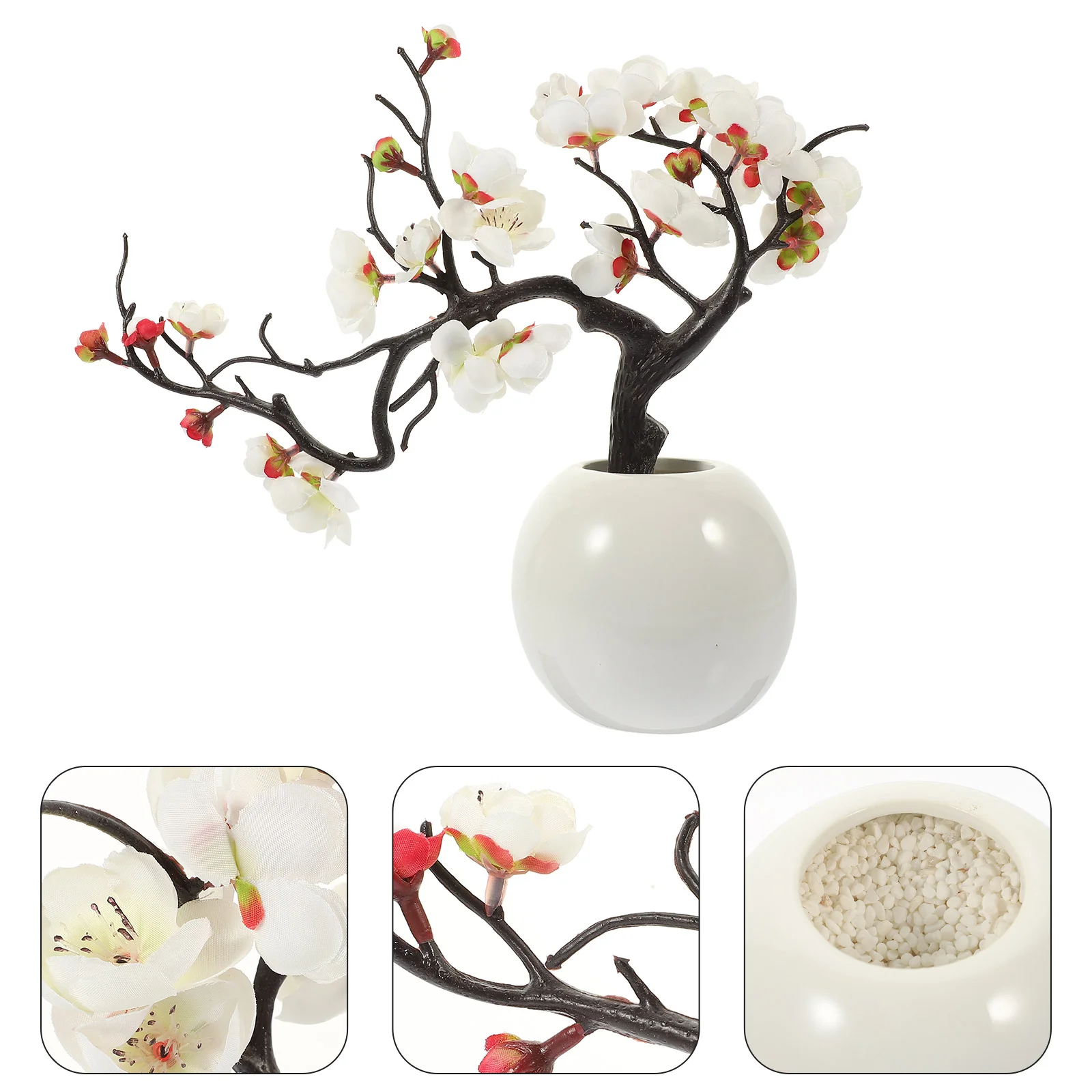 

Bonsai Fake Pottedflower Artificial Ornaments Tree Plum Decorfaux Desktop Decorative Wintersweetsfalse Branch Simulation Money