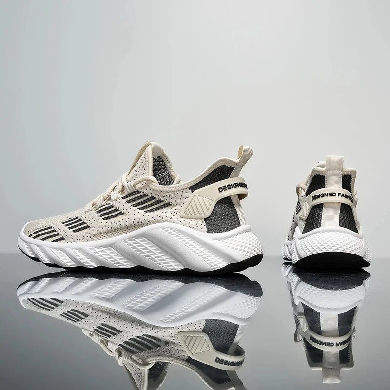 Мужские сетчатые кроссовки дышащая повседневная обувь на платформе шнуровке