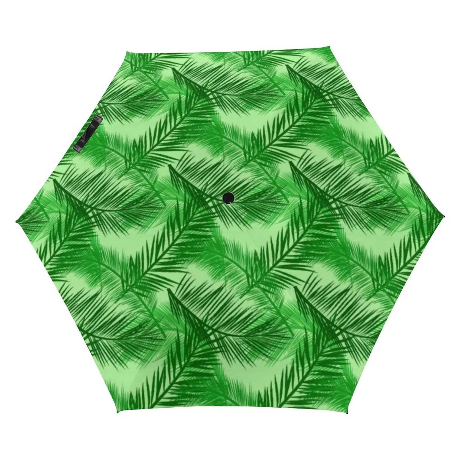 

Palm Leaf Print Pocket Umbrella Tropical Leaves 5 Fold 6 Ribs Umbrella Ligthweight Wind Resistant Umbrellas for Male Female