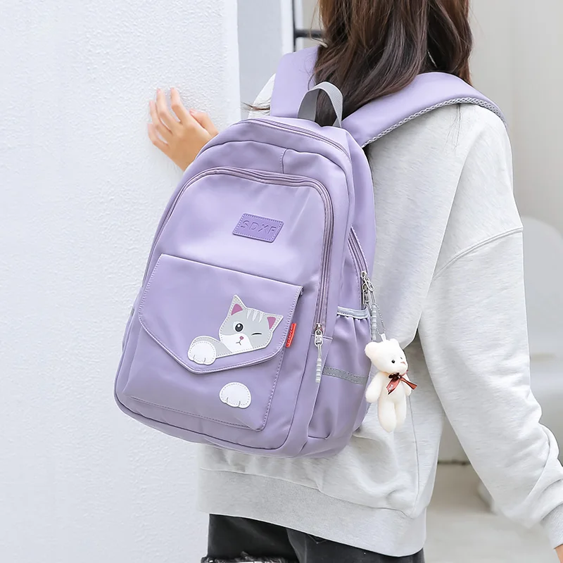 

2022 New Women's Nylon Backpack for Cute Girls Preppy Style School Bag Female Large Capacity Rucksack Ladies Anti Theft Mochila