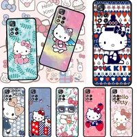 gift cartoon hello kitty for xiaomi redmi note 11 10 11t 10s 9 9s 8 7 5g promax soft tpu silicone black phone case fundas