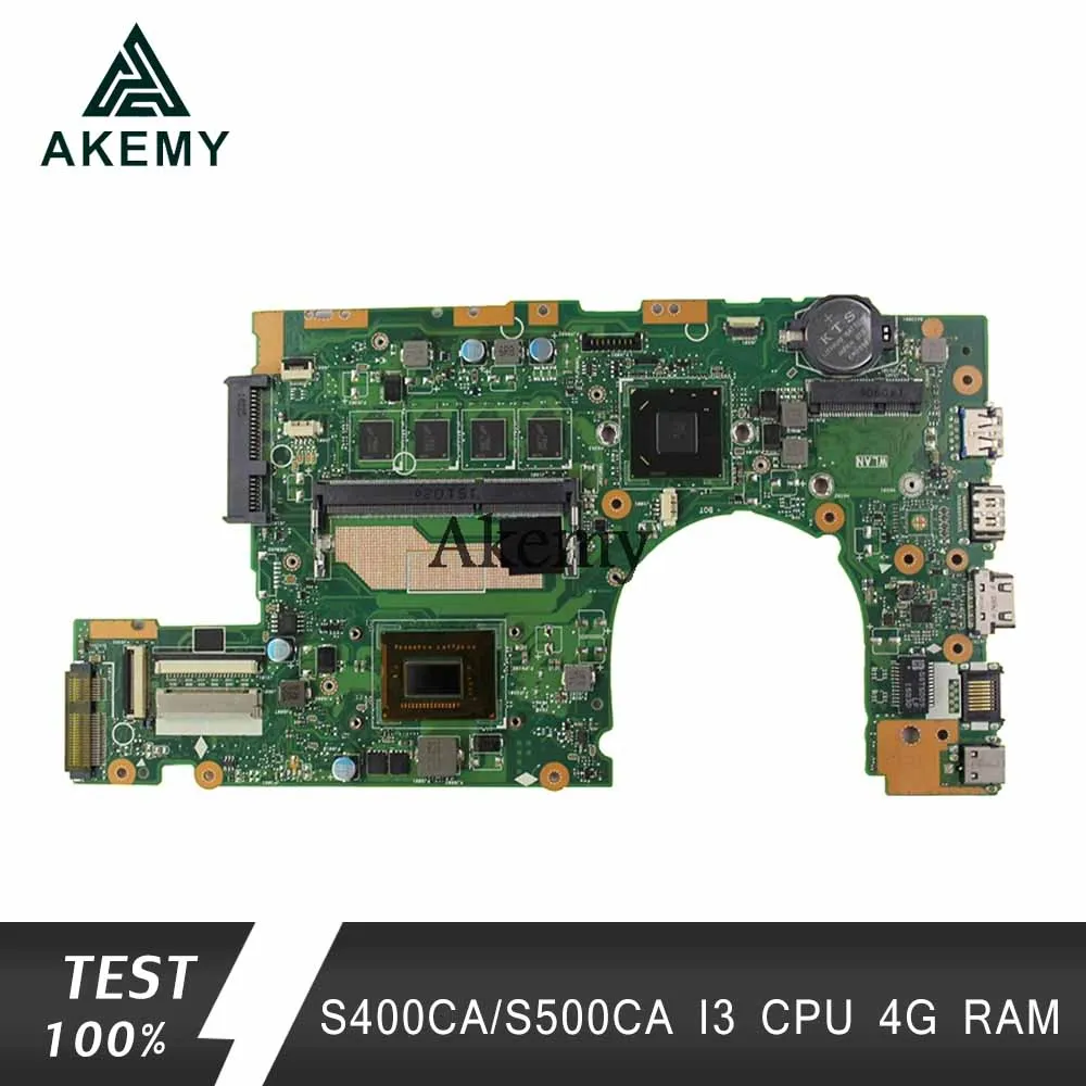 

Материнская плата Akemy S400CA для ноутбука Asus S400CA S500CA S400C S500C S400 S500, протестированная оригинальная материнская плата 4 Гб ОЗУ, Процессор i3
