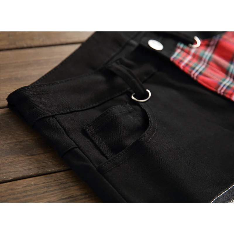 Streetwear Men Punk Vintage Black Splicing Self-cultivation Jeans Versatile Temperament  Pencil Pants Female 2022 Autumn New