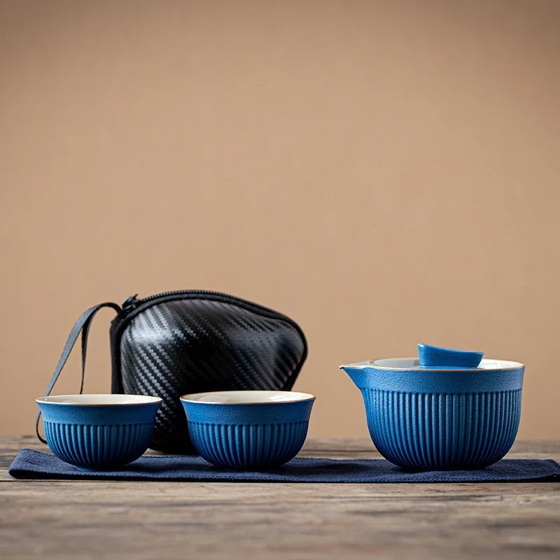 

Portable Travel Tea Set Ceramic Teapot Kettle Quik Pots One pot and two cups Teaware Chinese Drink TeapotsTea Cup