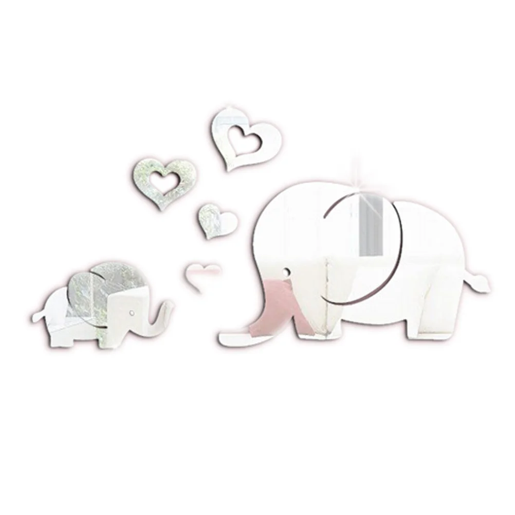 

Wall Decal Elephant Stickers Acrylic Heart Mural Removable Decor Decals Cute Mual Home 3D Shape Murals Valentine S Day Mirrors