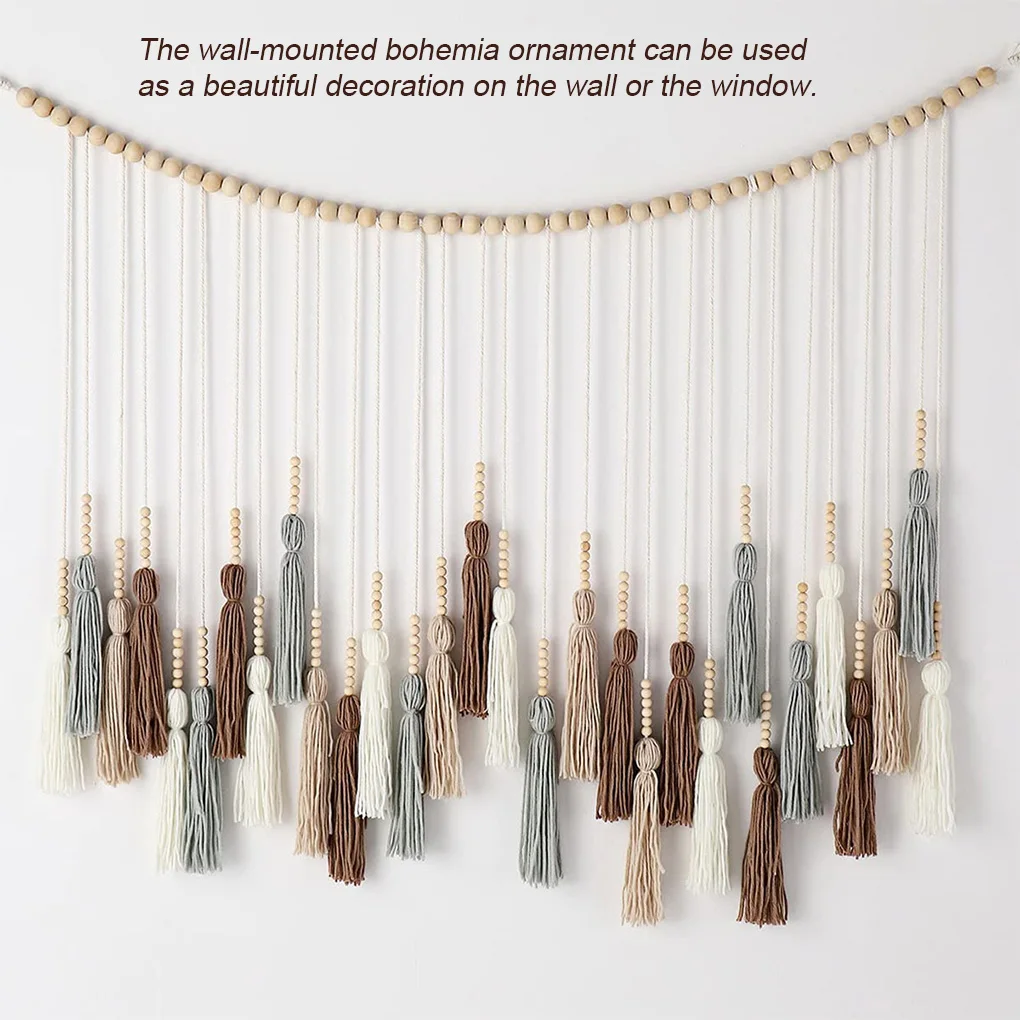 

Большие занавески с кисточками Гобеленовые настенные деревянные бусины богемные универсальные украшения кисточки подарки на новоселье Ве...