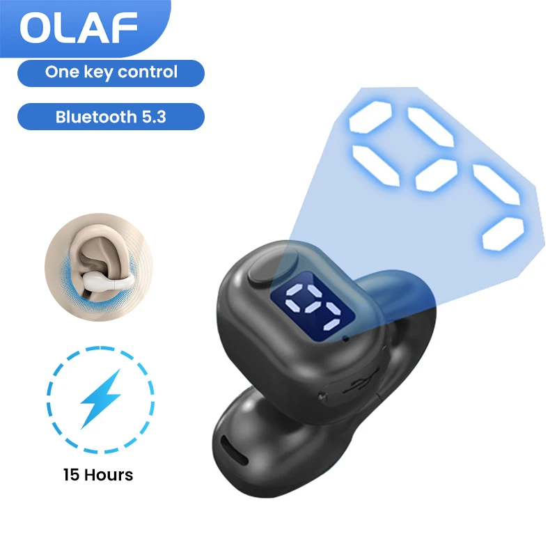 

In Ear Clip On Bluetooth Wireless Earphones TWS 5.2 Headphone HiFi USB Micro Port Charging Digital Display Headset Bass Earbuds