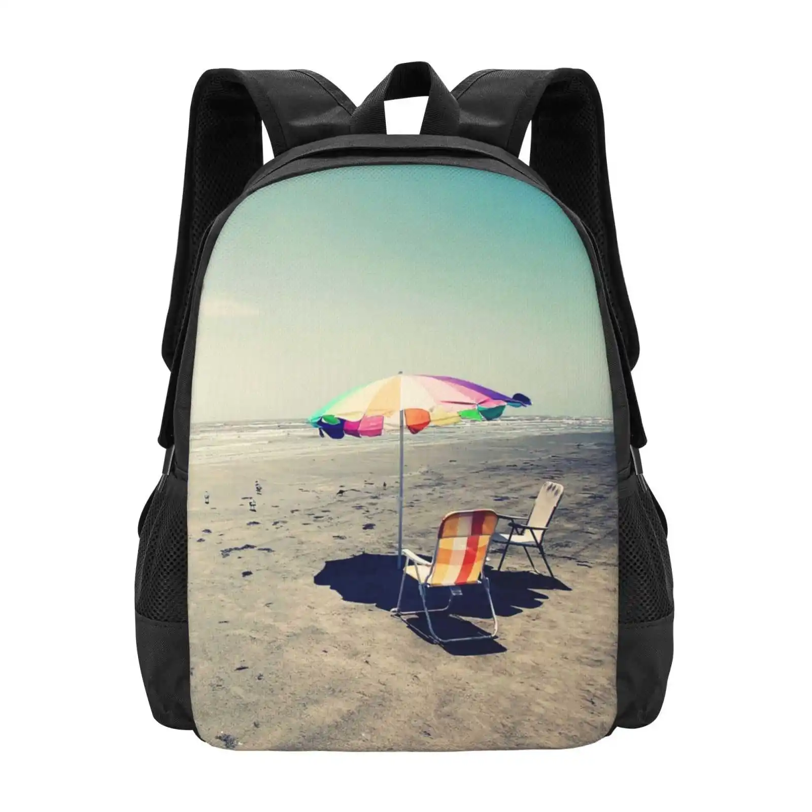 

Beach Day Hot Sale Backpack Fashion Bags Umbrella Beach Sand Water Ocean Horizontal Blue Sky Clouds Space Objects Empty Alone