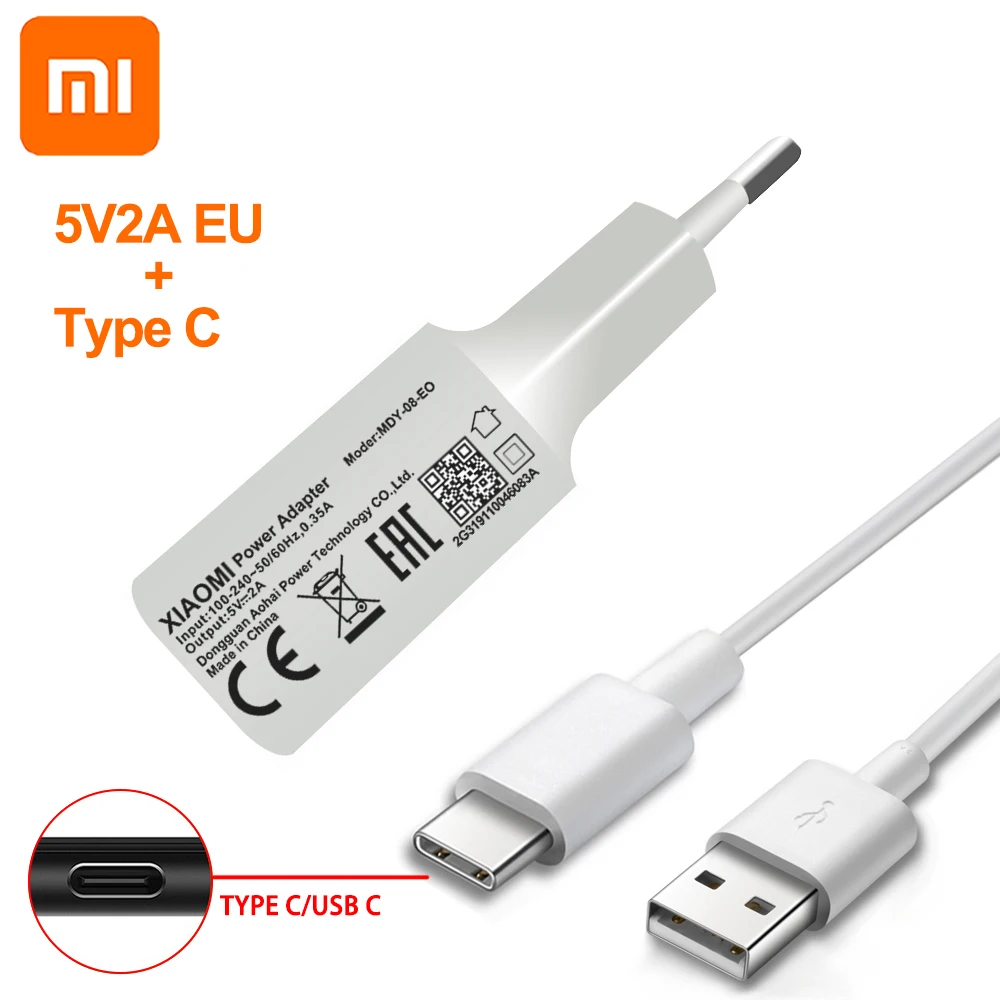 Original Xiaomi Charger EU Adapter Micro USB Type C Data Cable For Xiaomi Redmi 4 4A 4X 5 3 3S Redmi 7 7A 5 5A 6 6A Note 5 5A