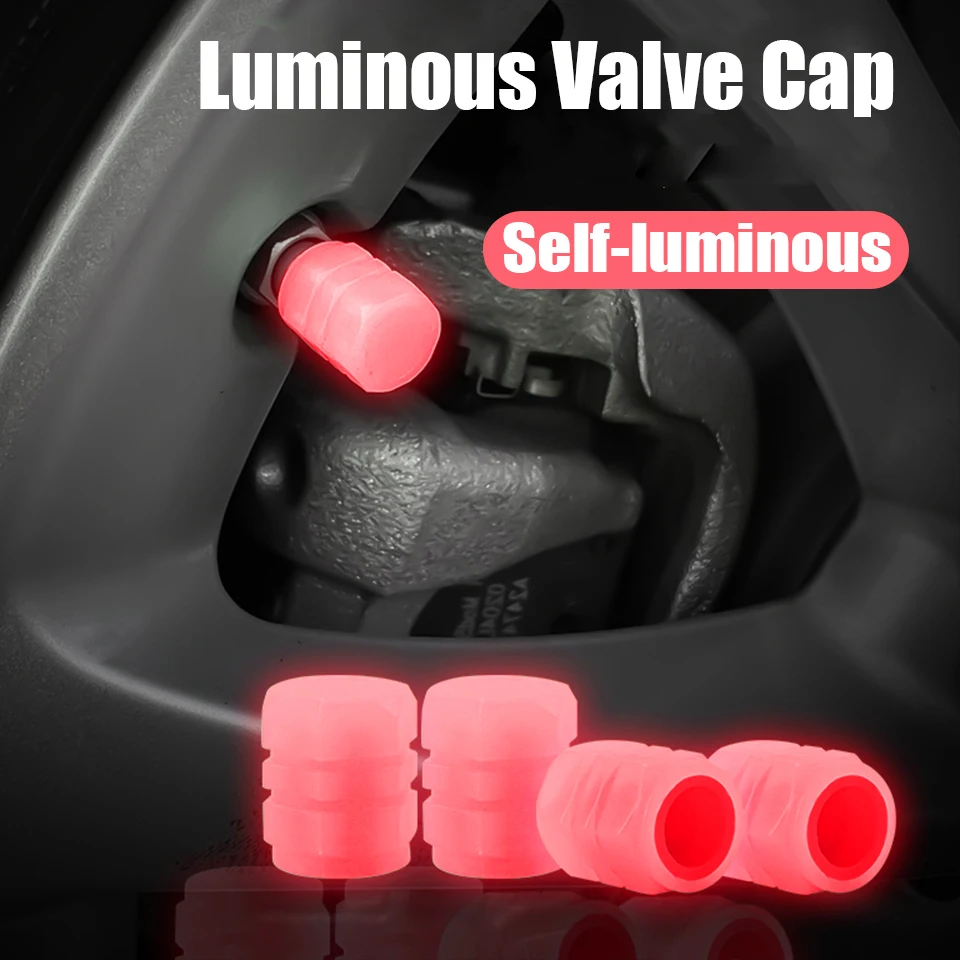 

4PCS Luminous Valve Caps Car Motorcycle Bike Tire Night Glowing Cap Decor Wheel Hub Illuminated Valves Nozzles Tyre Accessories