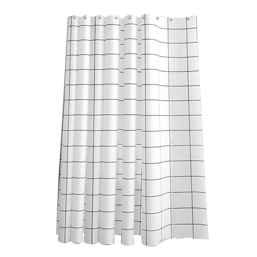 

Thickened Hanging With Hooks PEVA Waterproof Washable Shower Curtain Black White Grid Home Hotel Bathroom Decor Mould Proof