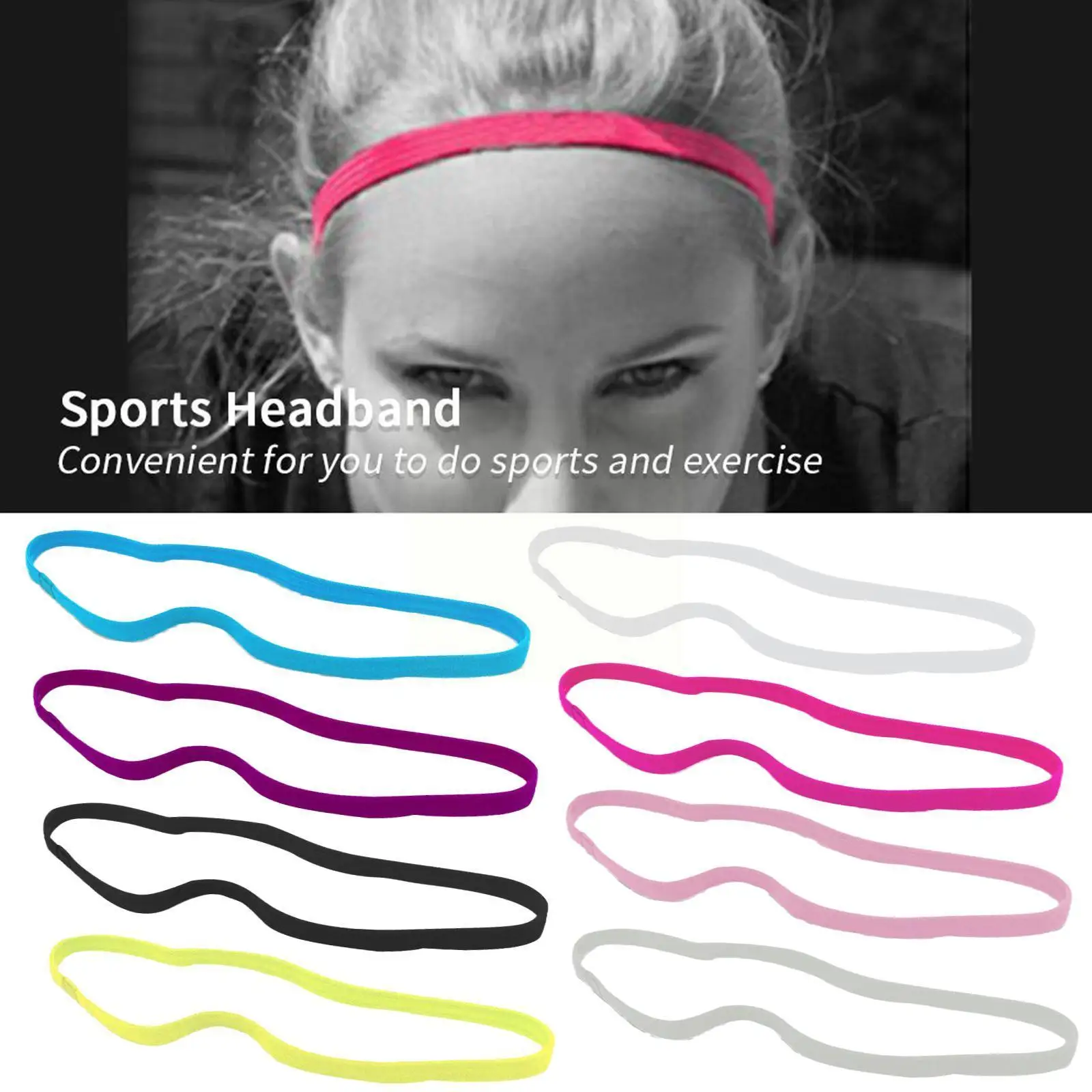 

2022 Women Men Color Outdoor Headband Elastic Sports Band Fitness Headband Headband Hair Antiperspirant Cycling Running Yog D6a9