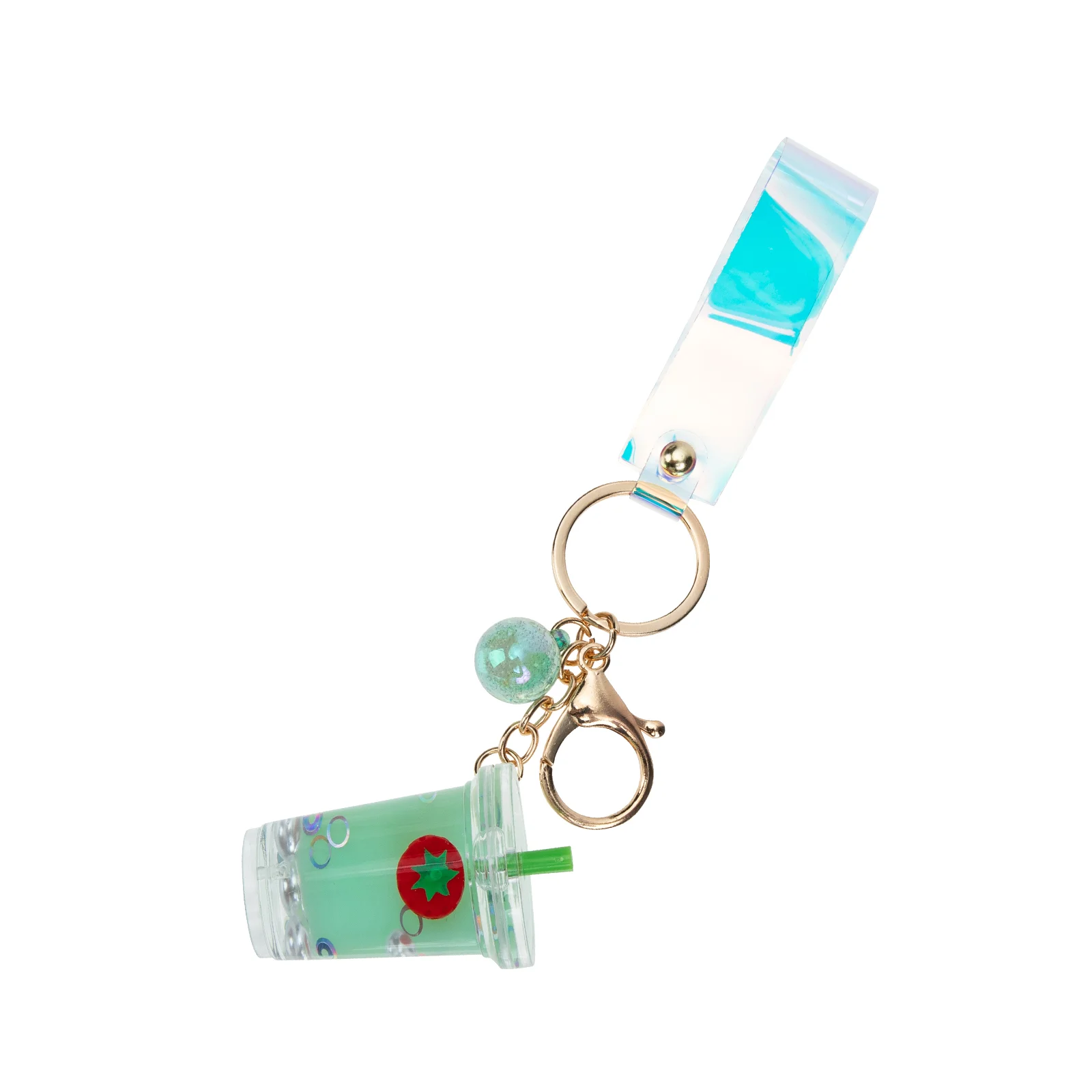 

Miniature Bubble Tea Keychain Key Chain Lovely Fruit Quicksand Key Ring Keyring Pearl Tea Beverage Bag Ornament for Car Purse