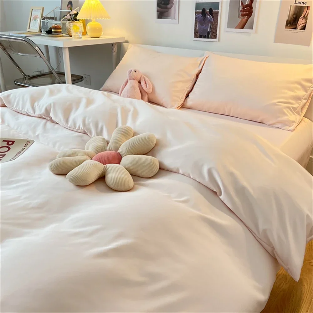 

Bedding Set Duvet Cover Bed Sheet Pillowcase Soft Bedroom Decor Polyester Satin Smooth Single Double Bed Sets Queen King Size