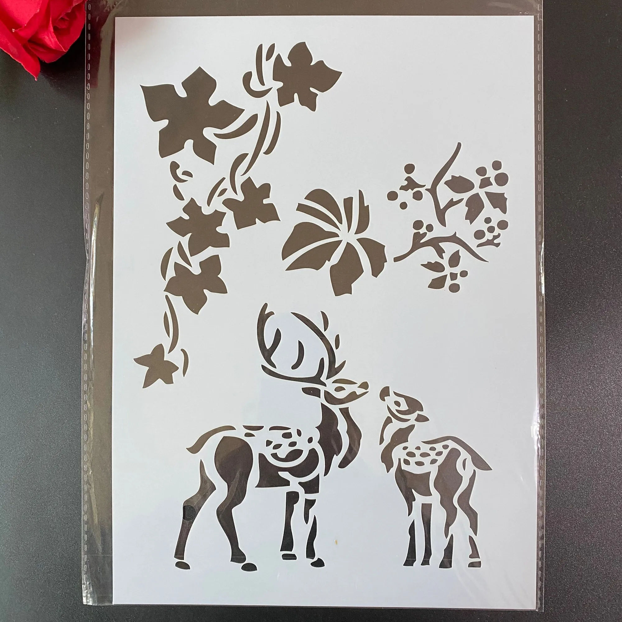 

A4 29 * 21cm Sika Deer love DIY Stencils Wall Painting Scrapbook Coloring Embossing Album Decorative Paper Card Template