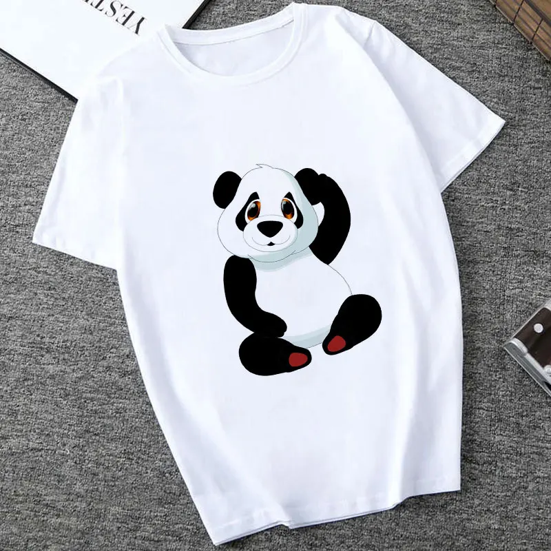 

2020 Womens T-Shirt Streetwear Panda Printed Graphic Top Female Tshirt Harajuku Funny Streetwear White Tops Short Clothes