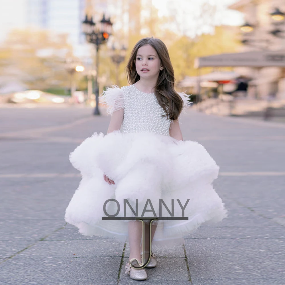 

JONANY модное Цветочное платье для девочек с овальным жемчугом Прямая поставка детское платье для первого причастия