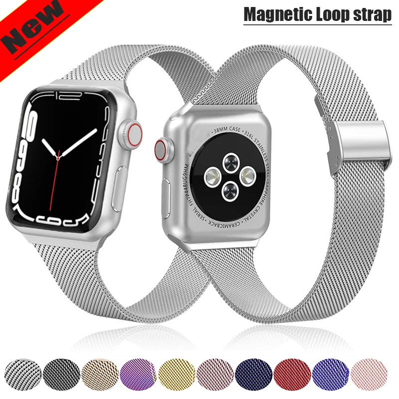 Магнитный ремешок для apple watch band 44 мм 40 38 мм/42 тонкий браслет из нержавеющей стали
