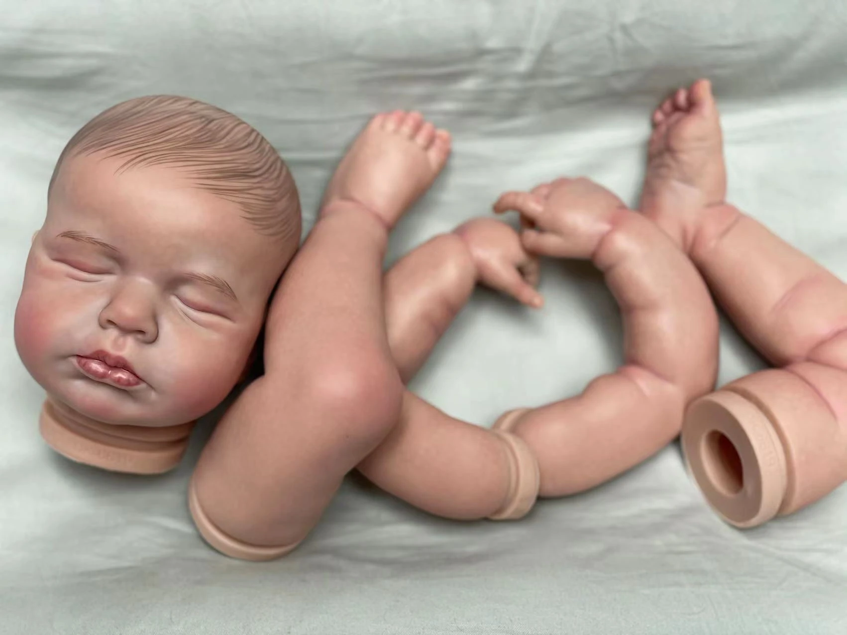 

20 Inch Painted Bebe Reborn Kits Handmade lifelike softbaby Unfinished DIY Reborn Doll Kits With Painted Hair