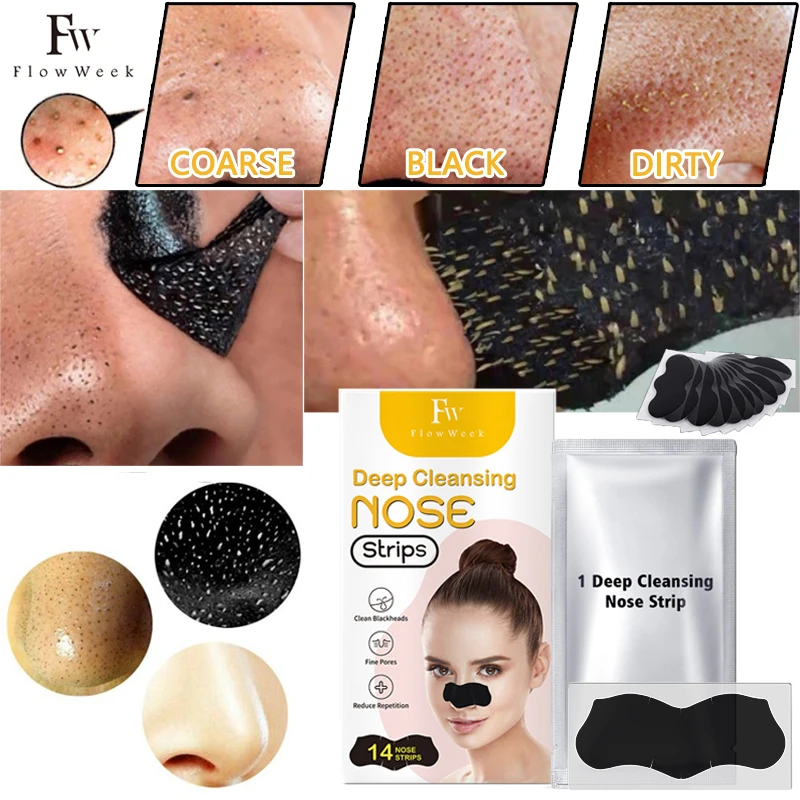 

Flow Week Unisex Blackhead Deep Cleaning Nose Strips Blackhead Remover Acne Treatment Shrink Pore Black Dot Skin Care Mask Patch