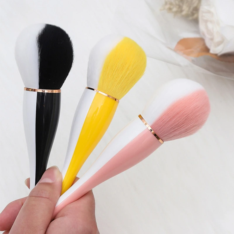 

1PC Nail Brush For Manicure Art Soft Big Head Gel Polishing Dust Cleaning Brushes Silver Nail Art Brush Nail Accessories Tool