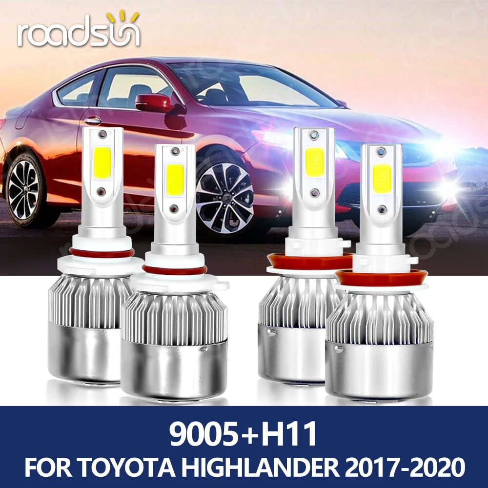 

Светодиодная фара roadsun 9005 для Toyota Highlander 2017-2020, 6000 лм, 70 Вт, HB3, H11