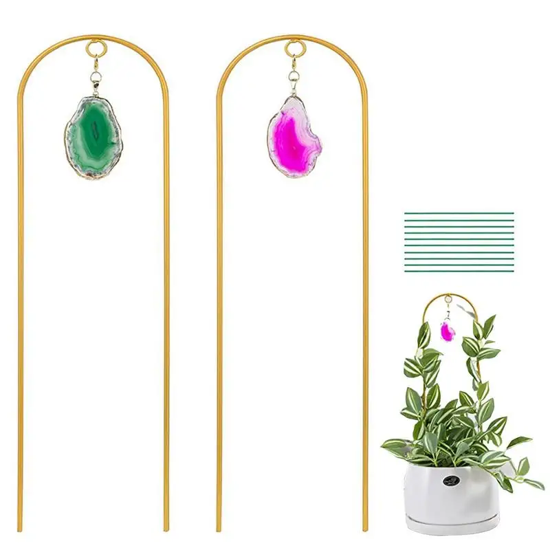 

Indoor Plant Trellis 2 Pcs Small Metal Plant Trellis For Climbing Plants Indoor With Agate Pendant Small Garden Trellis For