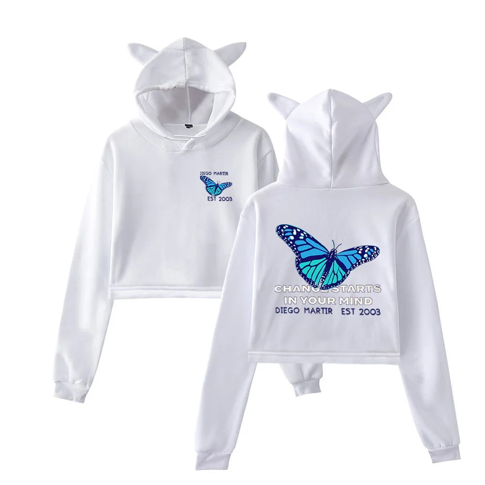 diego martir Merch Cat Ear Hoodies Sweatshirt printed Harajuku Women clothes Sexy Fashion K-pop hooded |