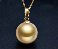 charming 12mm natural south sea genuine gold perfect round pearl pendant free shipping for women jewelry pendant