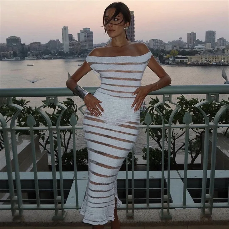 

Bikini Cover Up Beach Dress Women Clothing Summer 2023 New Word Shoulder Pure Color Hair Push Slim One Solid Spandex Swimsuit
