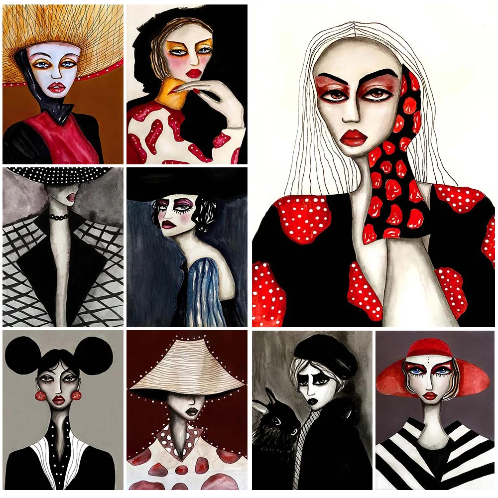 

Abstract Girl Fashion Woman Watercolor Poster Wall Art Canvas Painting Home Decor Wall Pictures For Living Room Unframed