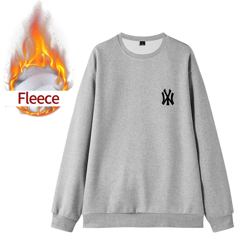 Мужской бархатный Свитшот без капюшона черный Свободный пуловер с круглым