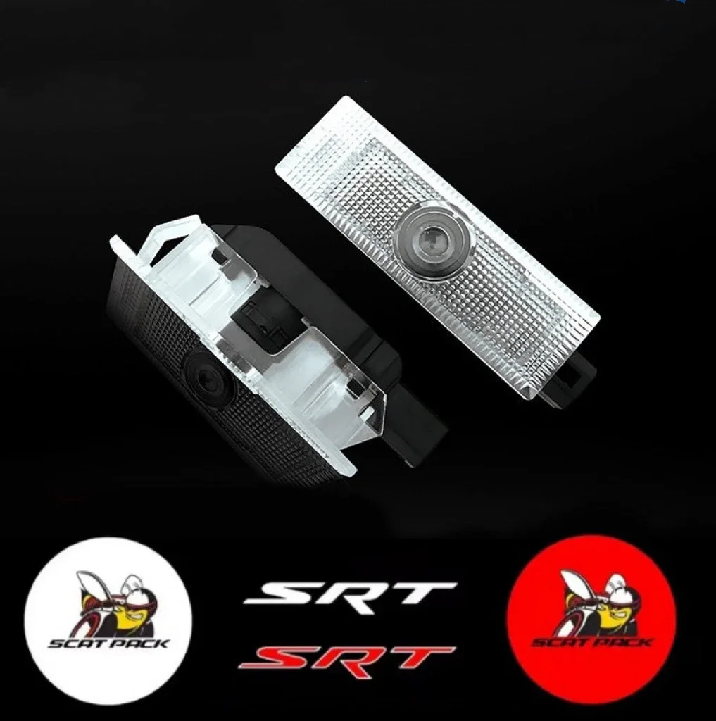 

2X LED Car Door Logo Light For Dodge Challenger SRT Demon Scat Pack RT Emblem Ghost Shadow Light Car Door Accessories