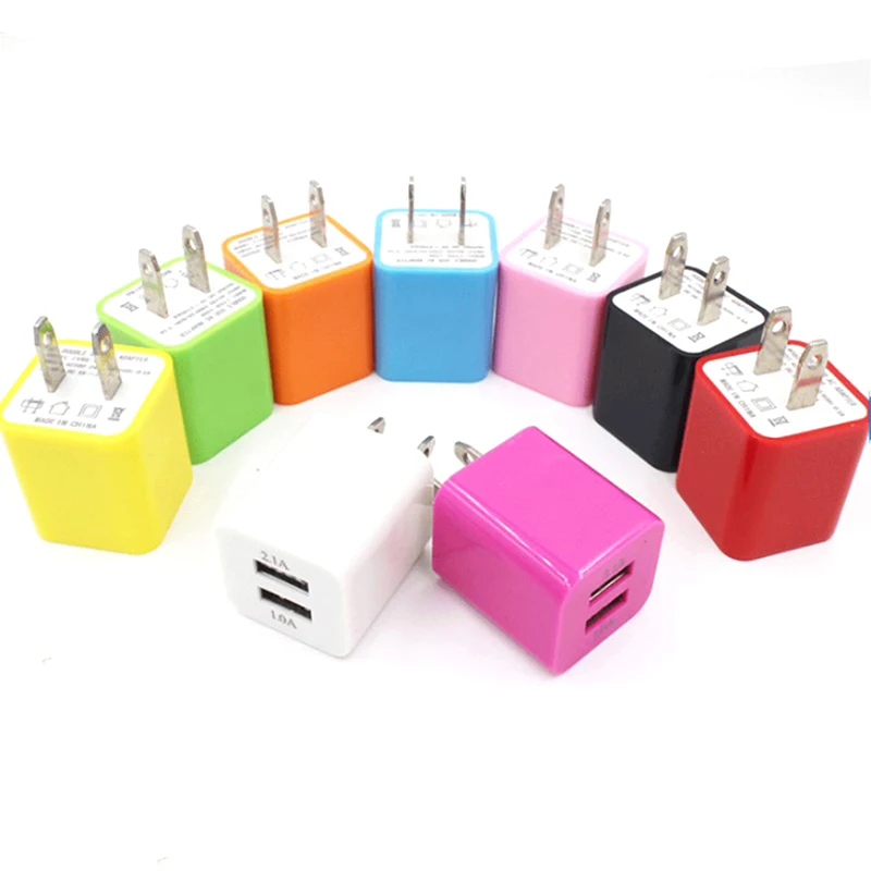 

1PC Color 2 Ports USB Output 5V Wall Charger Plug Travel Power Adapter Phone