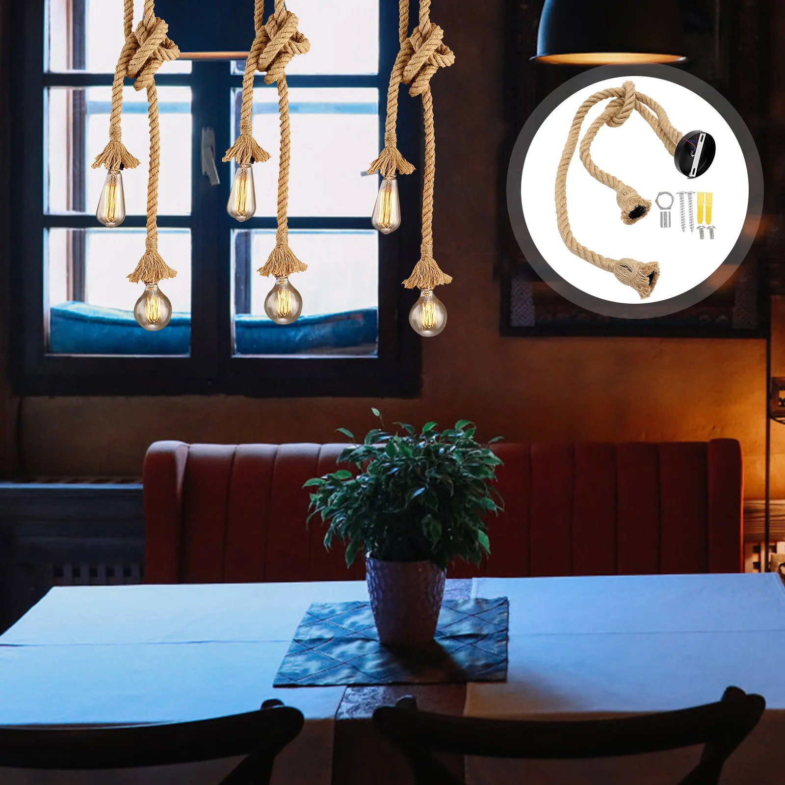 

Веревочный подвесной светильник в стиле ретро