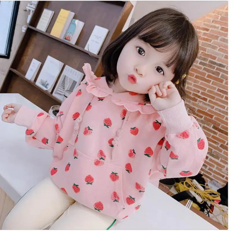 

Girls Tops Bottom Korean Baby Sweaters New Spring Coats Girls' Hooded Fashion Baby Autumn Cotton Kids Sweaters 174 Children's