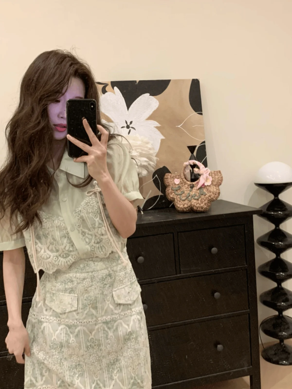 Женский костюм из двух предметов кружевная рубашка в стиле ретро с высокой