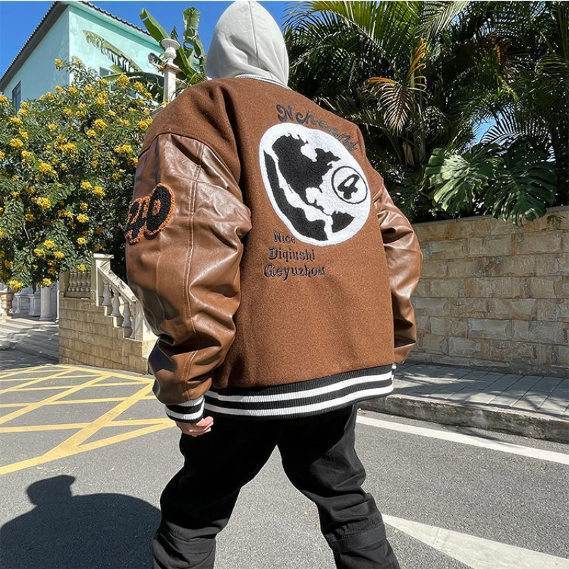

American retro letter embroidery jackets men Y2K street hip-hop trend baseball uniform coat couple casual loose all-match jacket