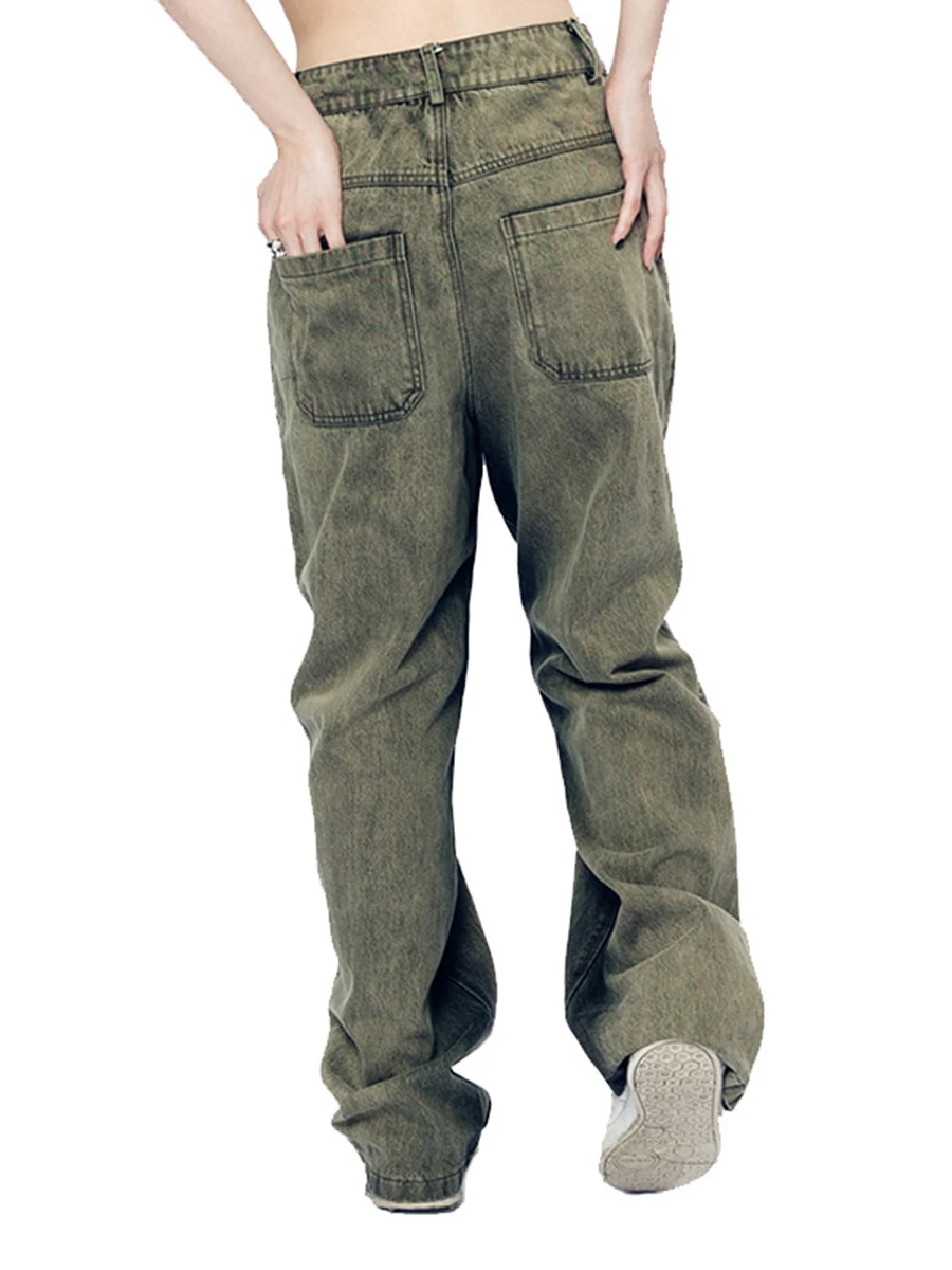 Four Seasons Men's Jeans Tie Dye Ripped Hip Hop Street Letters Embroidery Straight Wide Leg Pants Streetwear Ins Hot Sale JEANS