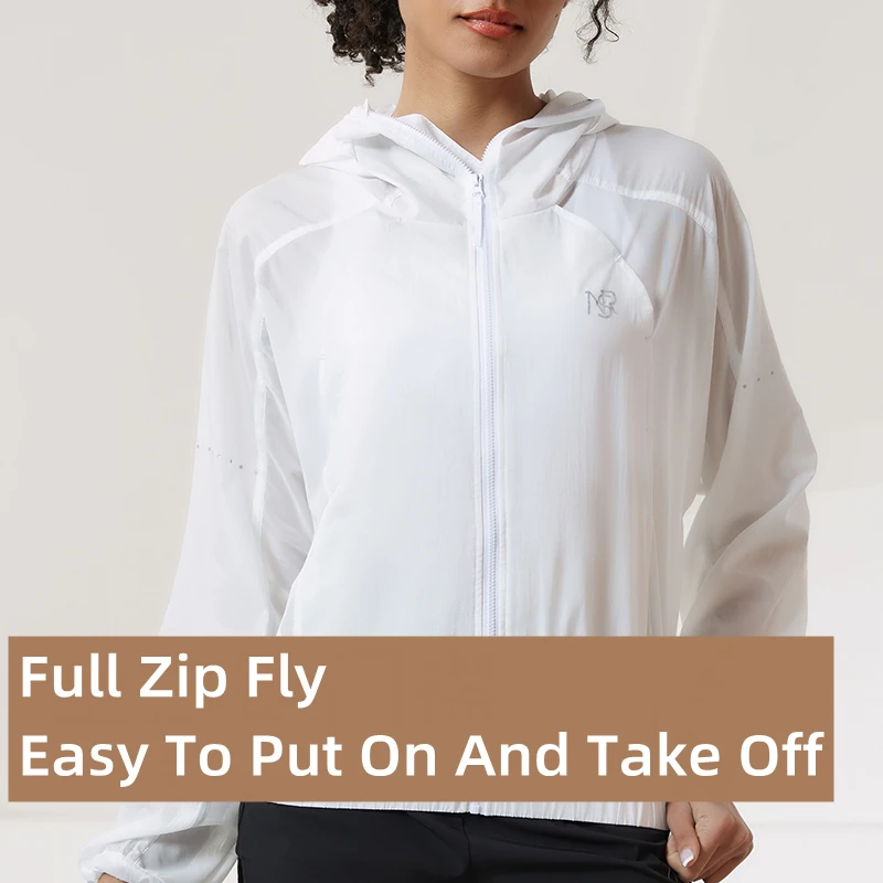 Sun Protection Outdoor Sports Hoodies High Quality Womens Running Jacket Zipper Cycling Training Long Sleeve Translucent Coat