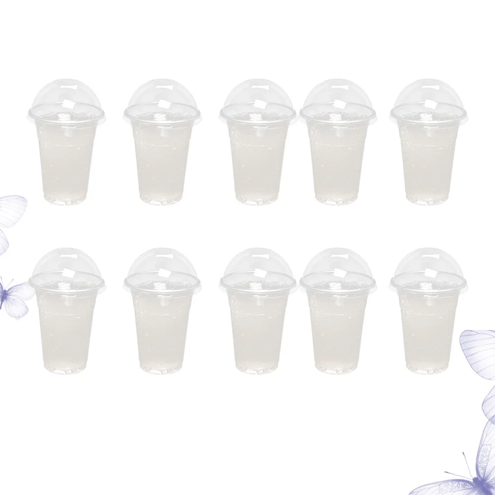 

100 Pcs Tea Mug Lid Smoothie Cup Disposable Cups Dome Lids Plastic Cold Drink Clear Juice Milk