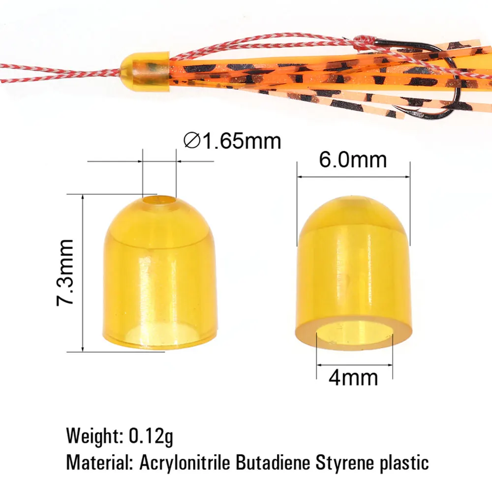 50PCS Copper/Plastic Slide Parts Saltwater Fishing Equipment Snapper Skirts and Rubber Tie Mule Maintenance Supplies 4 Types